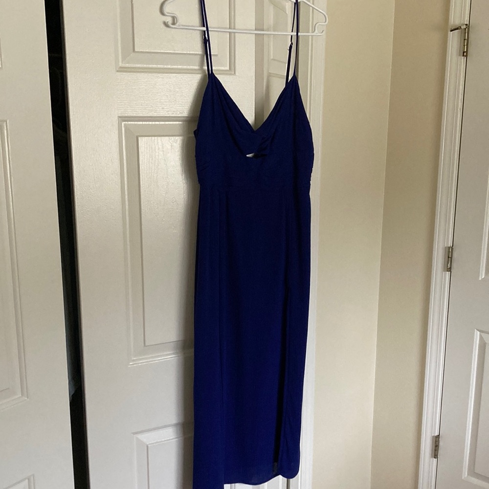 Indigo woven midi dress